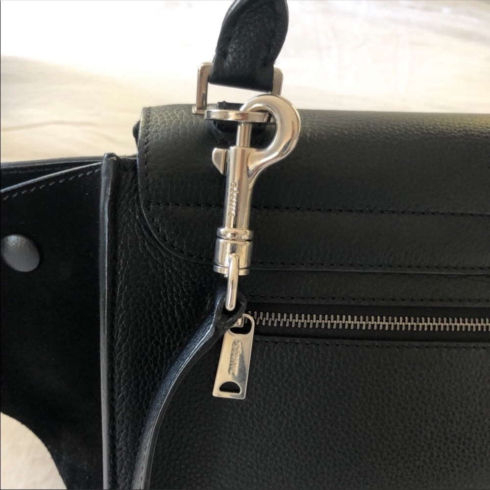 Celine Black Leather Top Handle Shoulder Bag with Suede Wings - Picture 4 of 7